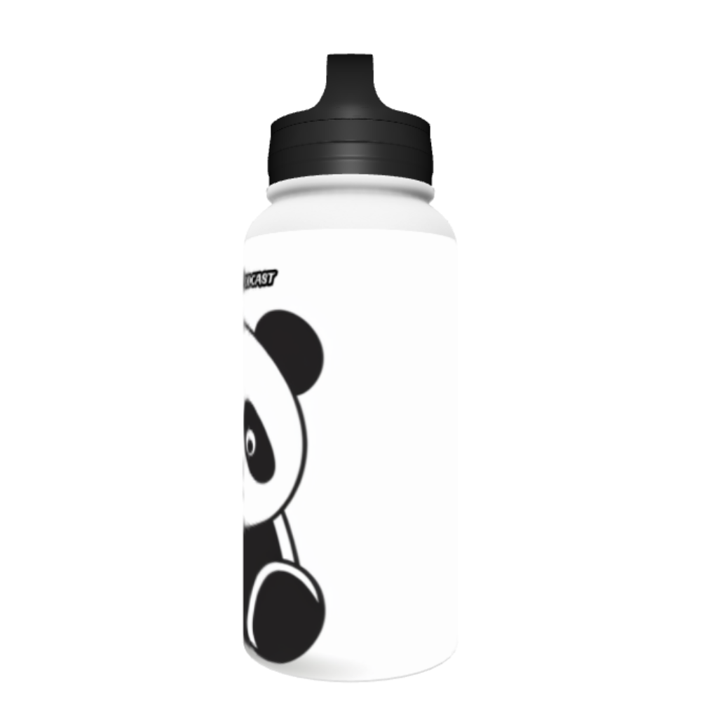 32oz Handle Lid Stainless Steel White Coated Water Bottle